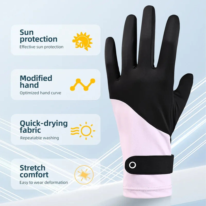 防晒手套女Anti-UV  Sports Cycling Non-slip Breathable UPF 50 Cycling Gloves Summer Ice Silk Sunscreen Gloves Women Touch Screen Gloves
