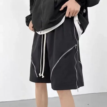 短裤男American Style Vibe Zippered Shorts For Men Nicheins Trendy Brand High Street Workwear Loose Fit Summer Casual Pants