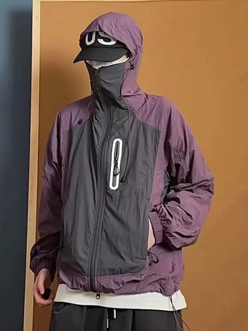 防晒衣男Men's Summer Thin Sun-Protective Clothing Outdoor Capable Hooded Jacket Trendy Brand Loose-Fit Sunscreen Garment Black