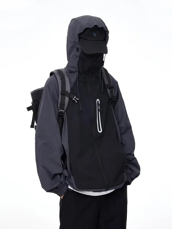 防晒衣男Men's Summer Thin Sun-Protective Clothing Outdoor Capable Hooded Jacket Trendy Brand Loose-Fit Sunscreen Garment Black