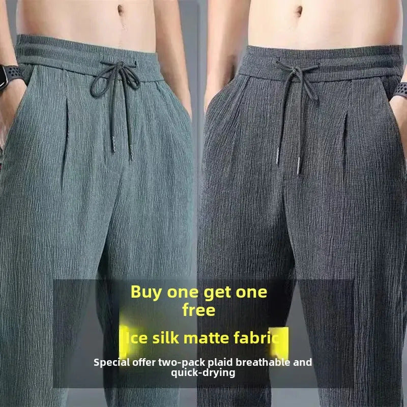 休闲裤男2024 Summer Thin Linen Fashionable Simple Men's Casual Pants Straight-Leg Loose-Fit Versatile Linen Trousers For Men