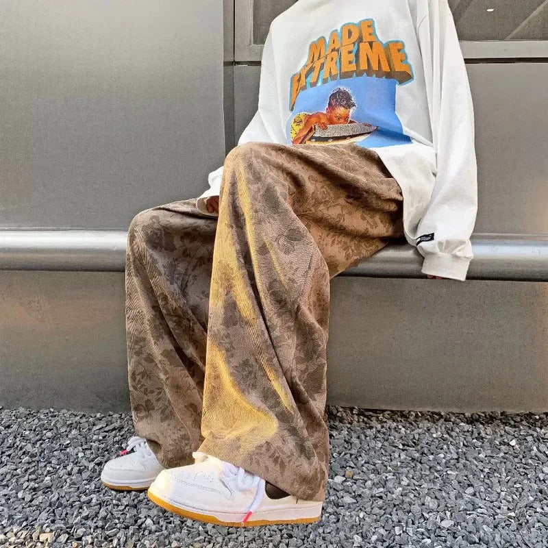 休闲裤男2023 American Style Trendy High Street Casual Pants For Men And Women Loose Fit Straight Leg Bell Bottoms Spring Japanese Vintag