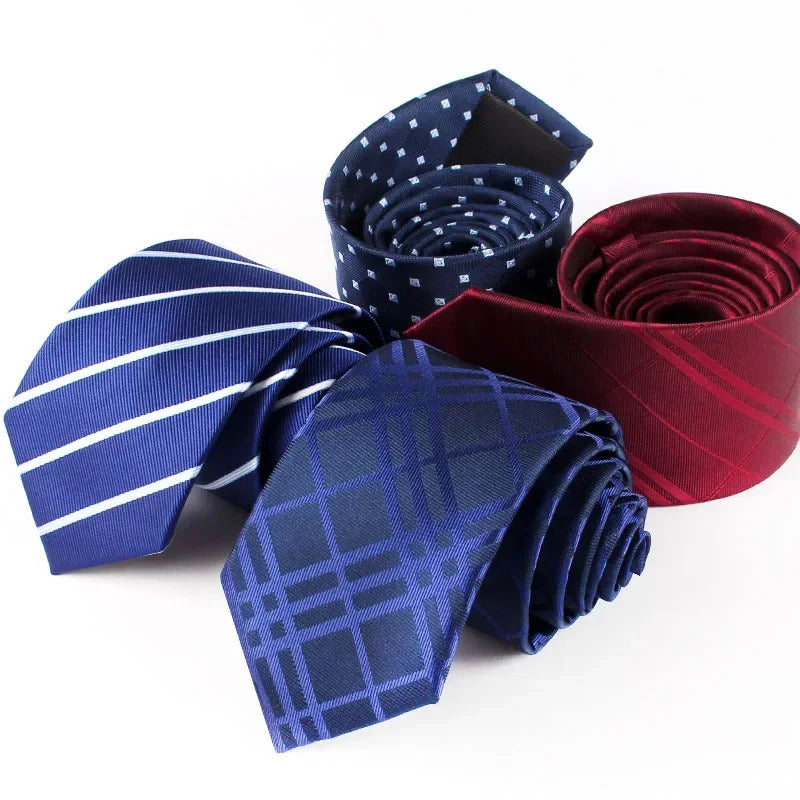 领带男7CM High Quality Elegant Neckties Wine Blue Striped Flower Soft Ties for Gentleman Formal Business Work Administration Tie