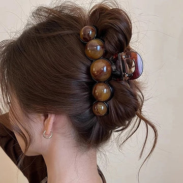发饰Retro Gradient Beaded Hair Claw 11Cm Women's Geometric Plastic Hairpin Shark Clip Fashion Everything Hair Clip Hair Accessories