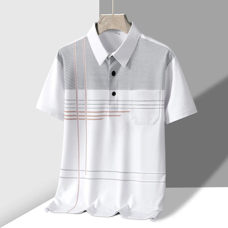 POLO男TFETTERS Summer Golf Wear Polo Shirt for Men Breathable Front Pocket Design Graphic Polo T-shirt Man New Collection 2025