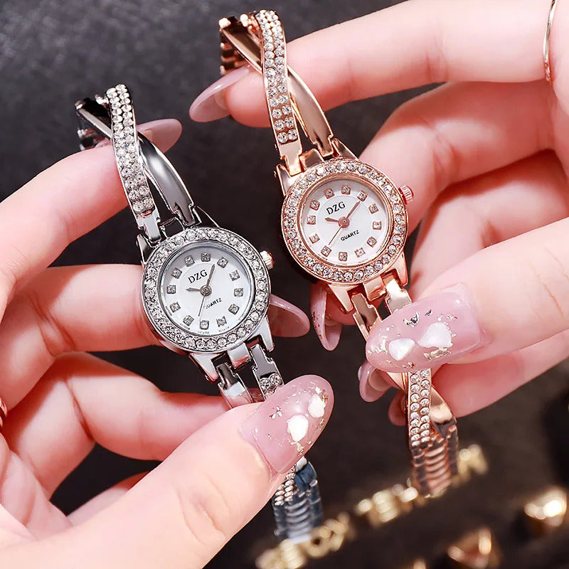 手表女UTHAI W64 Women's Watch with Diamond Small Dial Fashion Quartz Wristwatch Girls' Minimalist Temperament Wrist Female' Watches