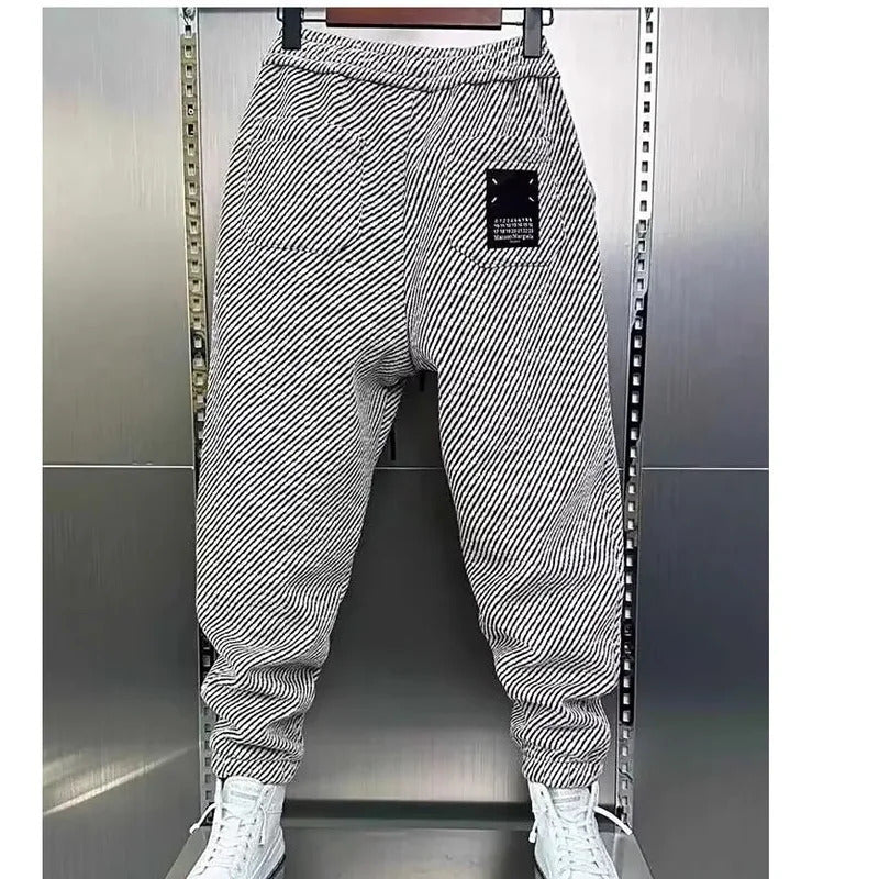 休闲裤男New Autumn Men's Sports Casual Pants Trendy Loose-Fit Elastic Waist Versatile Bunded Feet Pants Casual Style