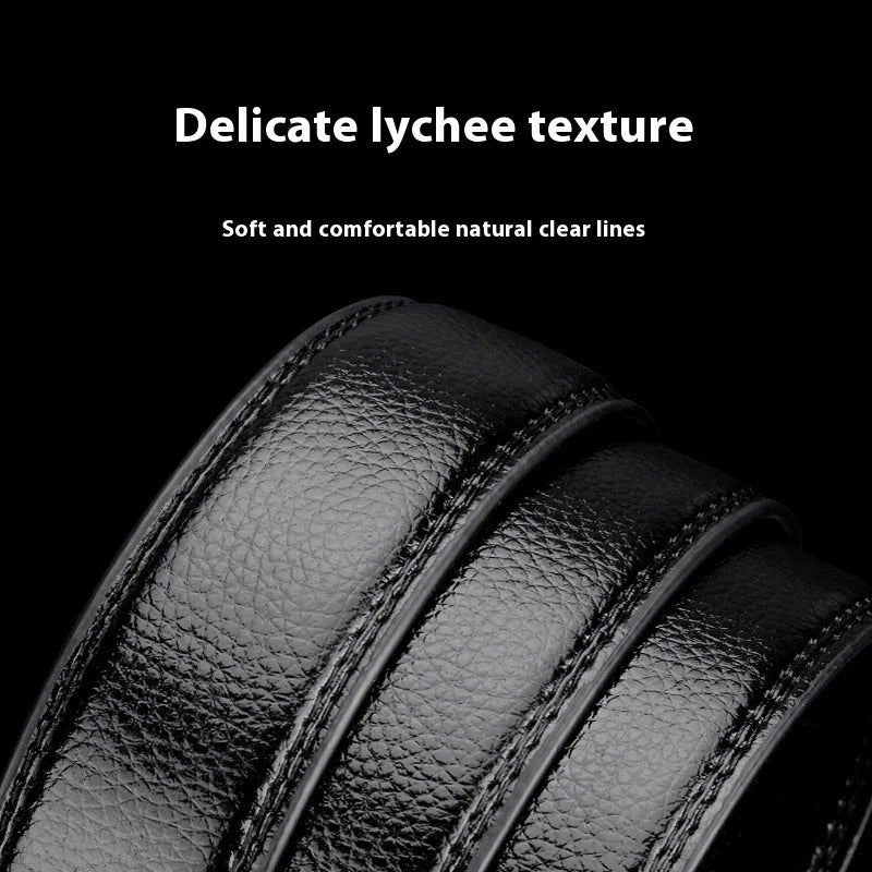 腰带Men's Automatic Belt , Without Buckle,110-160cm Genuine Leather Belt, 3.5cm Belt for 3.5-3.8 Buckle Replacement Belt