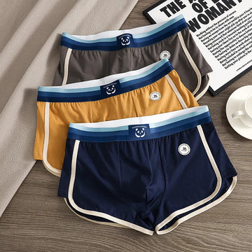 内衣男3PCS/Pack 7A Antibacterial Underpants Men 100%Cotton Breathable Big U Mesh Crotch Trendy Boxers High Elastic Waist Men's Panties