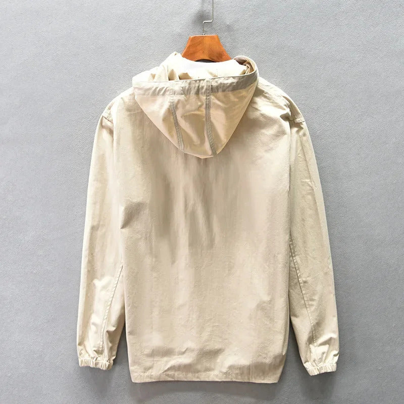防晒衣男Z204 Men's Hooded Casual Shirt Jacket Loose-Fit Shoulder-Protection Sun Jacket Underwear Shirt Japanese Style Square Collar