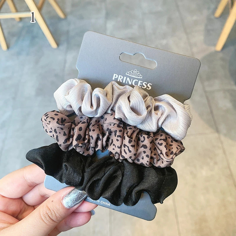 发饰3Pcs Satin Hair Scrunchies Set Elegant Silky Elastic Hair Bands Hair Ring French Hair Ties Ponytail Hair Ropes Hair Accessories