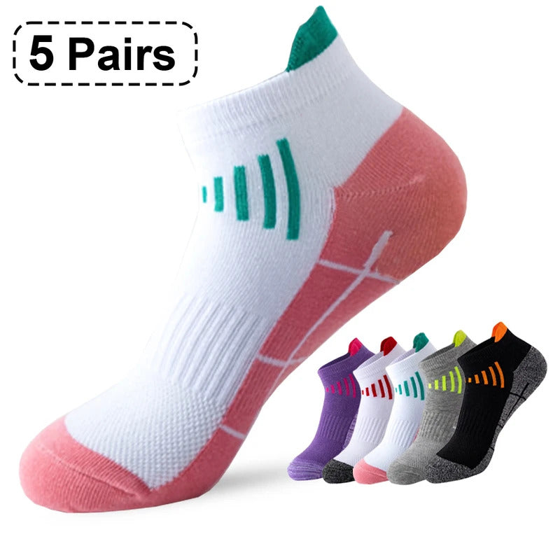 5 Pairs Women Sport Socks Athletic Cycling Socks Breathable Outdoor Basketball Fitness Running Socks For Men And Men Ankle Socks男士袜子