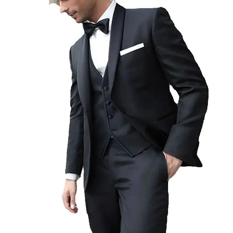 礼服男Elegant Black Men Suits for Wedding Single Breasted Shawl Lapel Slim Fit Luxury 3 Piece Jacket Pants Vest Male Clothing 2024