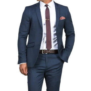 商务装男Slim Dark Blue Wedding Suits for Men Tailor-Made  Custom Made Business Tailor Suit  Fashion Blue Tuxedo חליפה גברים