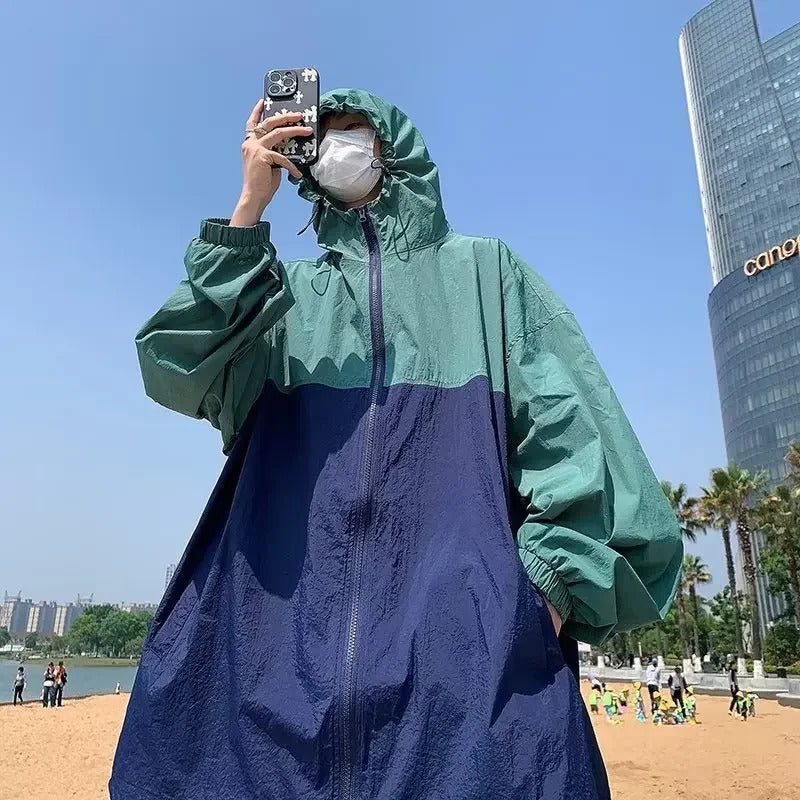 防晒衣男Men's Summer Loose-fit Sunscreen Jacket Anti-uv Casual Fashion Versatile Thin Long Sleeve Jacket Youth Trendy