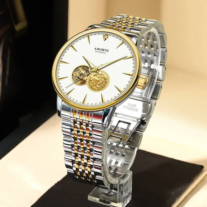 手表男手表男Luxury Authentic Men's Mechanical Watch Dragon Year Automatic Wristwatch Waterproof Hollow Out Air Driven Business Watch