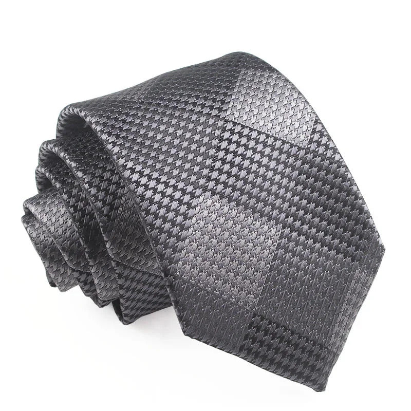 领带男Versatile Men's 7CM Ties Pink Wine Plaid Jacquard Tie Fit Gentleman Formal Business Suit Decoration Neckties Graduation Gift