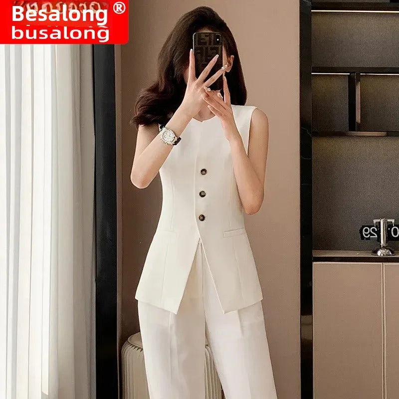 商务装女2024 Spring Summer Best-Selling Professional Western-Style Vest Women's Suit Jacket Pants Two-Piece Interview Sales Workwear