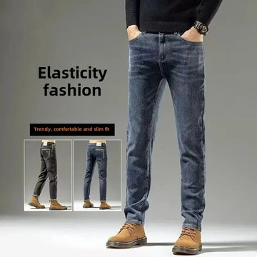 牛仔裤男Men's Jeans New Style Slim Fit Straight Leg Stretchy Denim Trousers Autumn/Winter Trendy Brand Casual Long Pants