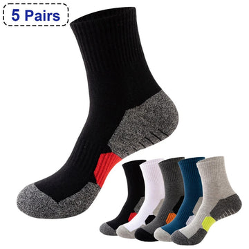 5 Pair Winter Men Socks Cotton Black Leisure Business Long Socks Walking Running Hiking Thermal Socks For Male Plus Size 38-48男士袜子