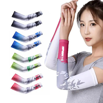 防晒冰袖女2Pcs New Sportswear Basketball Running Fishing Cycling Summer Cooling Outdoor Sport Arm Sleeves Arm Hand Cover Sun UV Protection