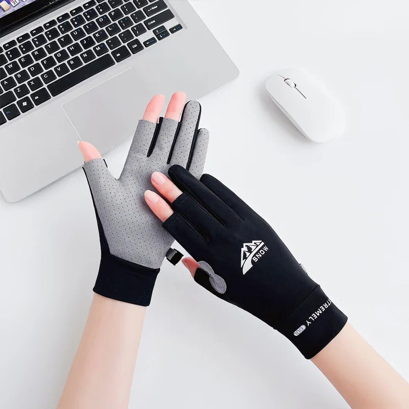 防晒手套女2024 New Fashion Women's Sun Protection Gloves Ladies Summer Cotton Dot Breathable Non-slip Touch Screen Driving Gloves