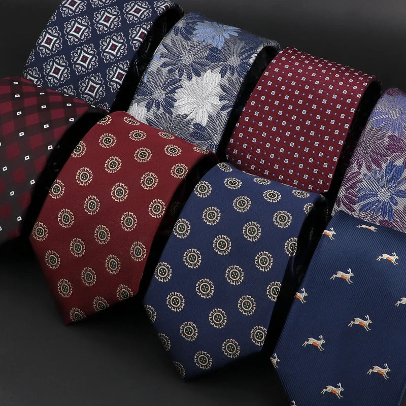 领带男New Jacquard Woven Striped Floral Necktie 7cm Red Blue Tuxedo Suit Shirt  Cravat Business Daily Wear Cravat Wedding Party Gift