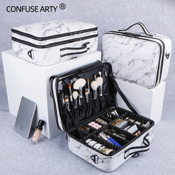 包包2020 New Marble Pattern Cosmetic Bag Large Capacity Professional Travel Storage Eyebrow Makeup Tool Case