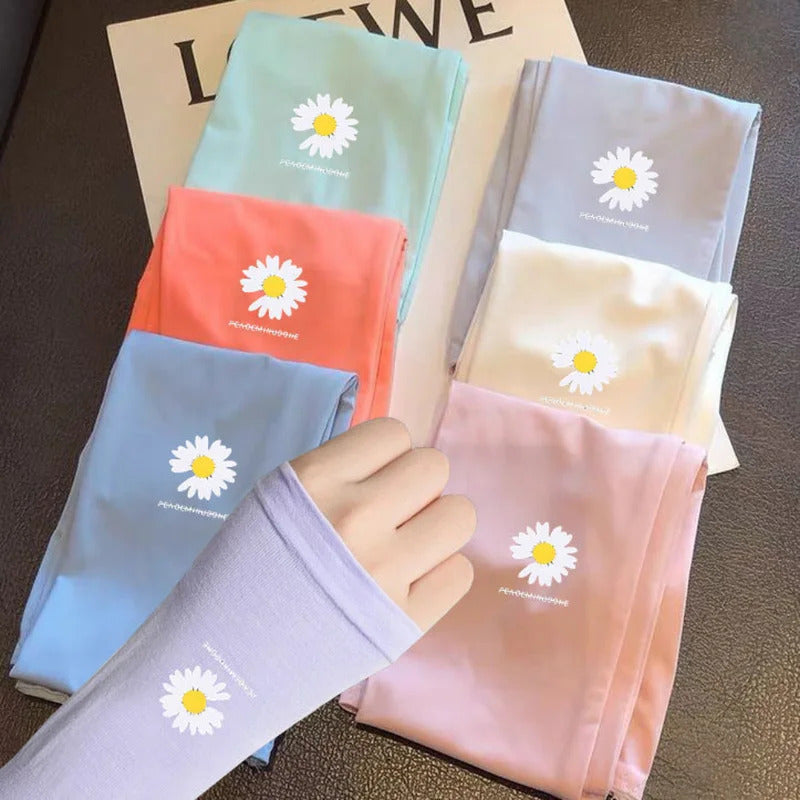 防晒冰袖女1 Pair Women Cooling Anti-UV Driving Arm Sleeves Girls Sun Protection Arm Covers For Ladies Running Riding Outdoor Sports
