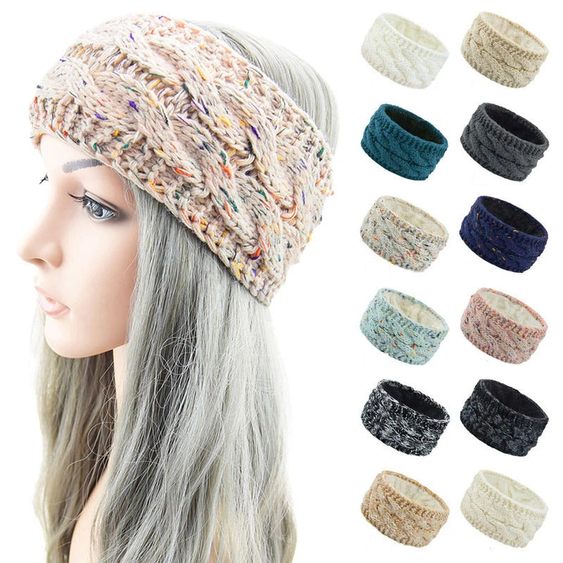 发饰Winter Warmer Ear Knitted Headband Turban For Women Twist Yarn Color Dot Yarn Solid Hair Bands Headwrap Ladies Hair Accessories