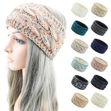 发饰Winter Warmer Ear Knitted Headband Turban For Women Twist Yarn Color Dot Yarn Solid Hair Bands Headwrap Ladies Hair Accessories