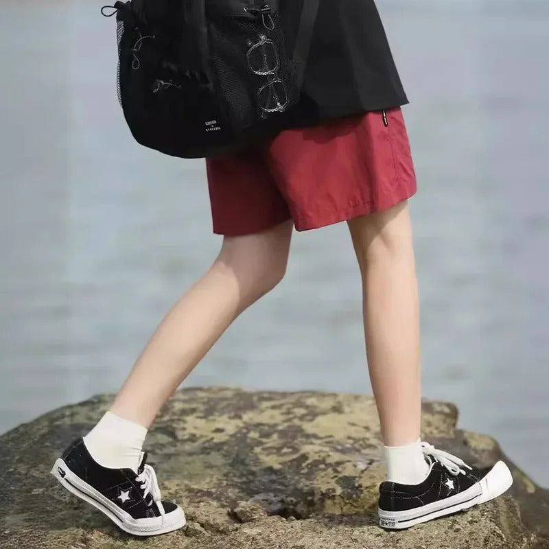 短裤男Trendy Japanese Style Casual Candy Colored Men's Shorts Loose Fit Lightweight Sports Shorts For Beach Outings