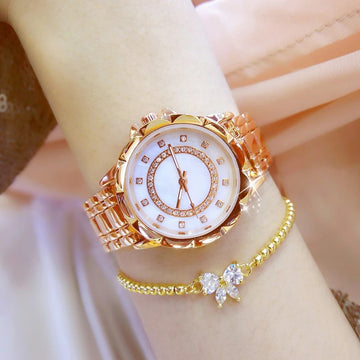 手表女MAYZHISU Women Watch Flower Dial Light Luxury Retro Women Quartz Wristwatch Stainless Steel Waterproof Female Clock Ladies Watch