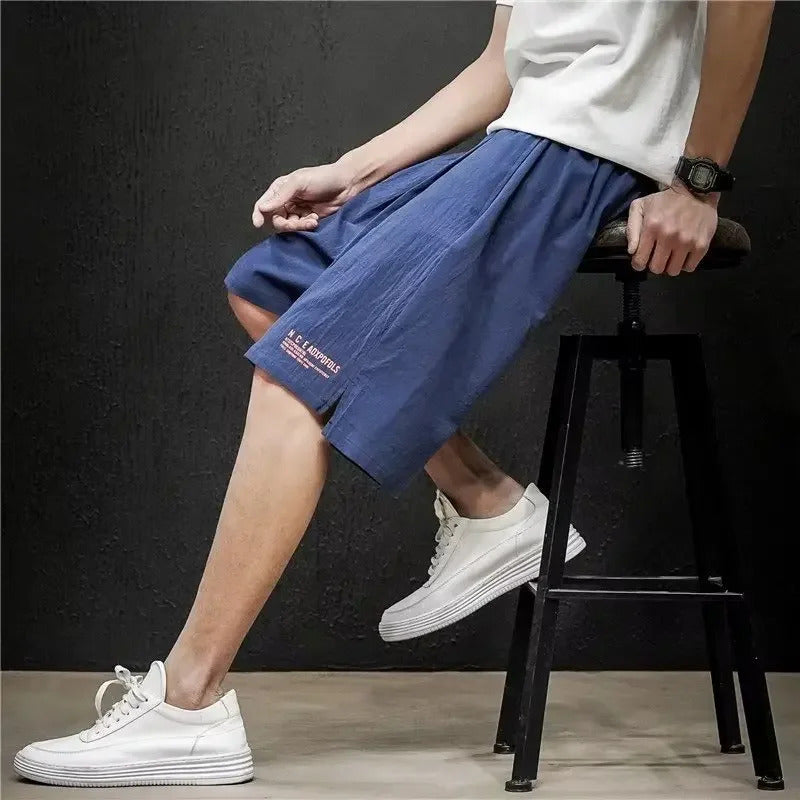 短裤男Men's Loose-fit Cotton Linen Shorts 2023 Summer New Style Sport Casual Large Pants Casual Linen Pants Five-fold Shorts