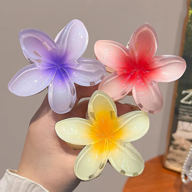 发饰8CM Boho Gradient Large Flower Acrylic Hair Clip for Women Sweet Hair Claws Crab Clamp Barrettes Hawaiian Headwear Accessories