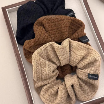 发饰Vintage Knitting Pattern Large Intestine Scrunchie For Women Sweet Hair Hair Band Hair Tie Rubber Band Fashion Hair Accessories