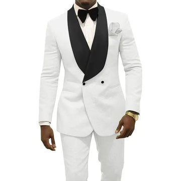 礼服男Men's  Jacquard Suit Two Piece Blazer Pant Set Shawl Lapel Double Breasted Tuxedo For Wedding Party Business