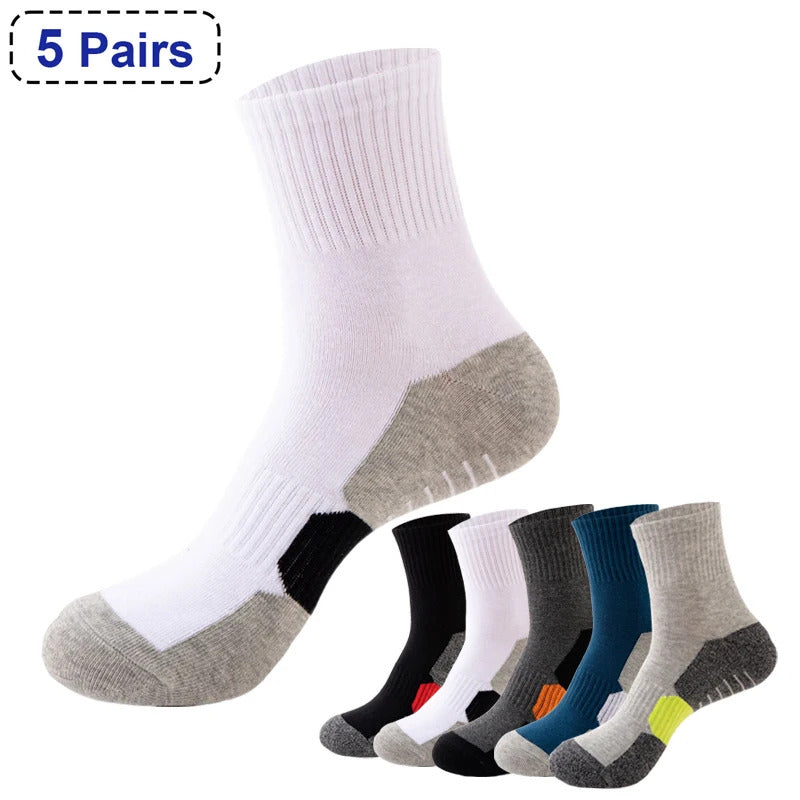 5 Pair Winter Men Socks Cotton Black Leisure Business Long Socks Walking Running Hiking Thermal Socks For Male Plus Size 38-48男士袜子