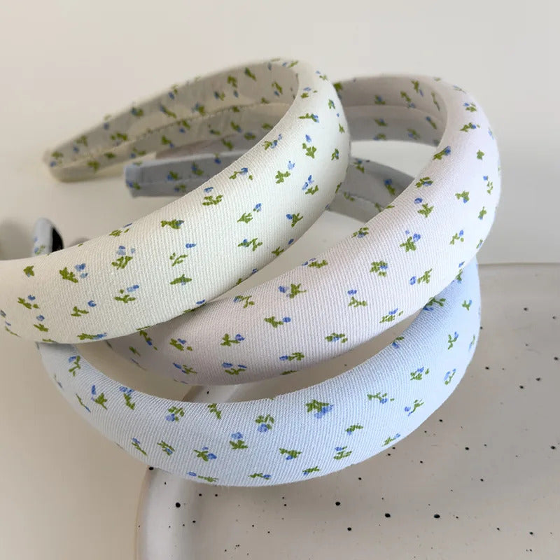 发饰Blue Floral Flowers Wide Headbands Girl Sweet Cute Hair Band Woman Retro Elegant Hair Hoop Female Fashion Party Hair Accessories