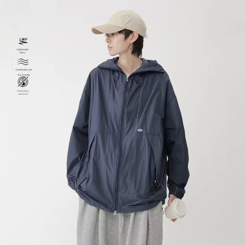 防晒衣男Trendy Casual Fashionable Versatile Lightweight Skin Coat Jacket For Men Summer Outdoor Sun Protection Sporty Fleece Vest