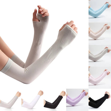 防晒冰袖女Men Women Ice Silk Arm Sleeves Sun Protection Arm Cover For Cycling Fishing Running Climbing Sport Sunscreen Hand Cover Gloves