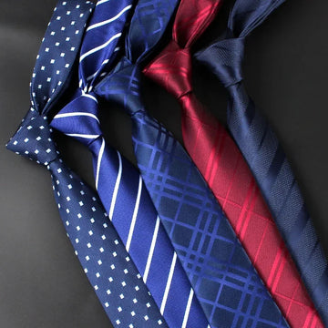 领带男7CM High Quality Elegant Neckties Wine Blue Striped Flower Soft Ties for Gentleman Formal Business Work Administration Tie