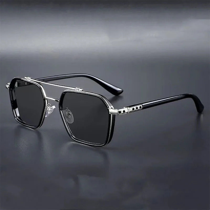 太阳镜男New Large Frame Square Sunglasses Men's Brand Designer Metal Sun Glasses Men Outdoor Driving Eyewear UV400 Oculos De Sol