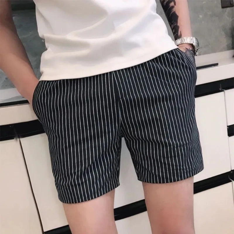短裤男Men's Running Shorts Stretch Outdoor Casual Fashion Black Stripe Thin Slim Fit Wearing Big Pants Outside Sports Beach Shorts