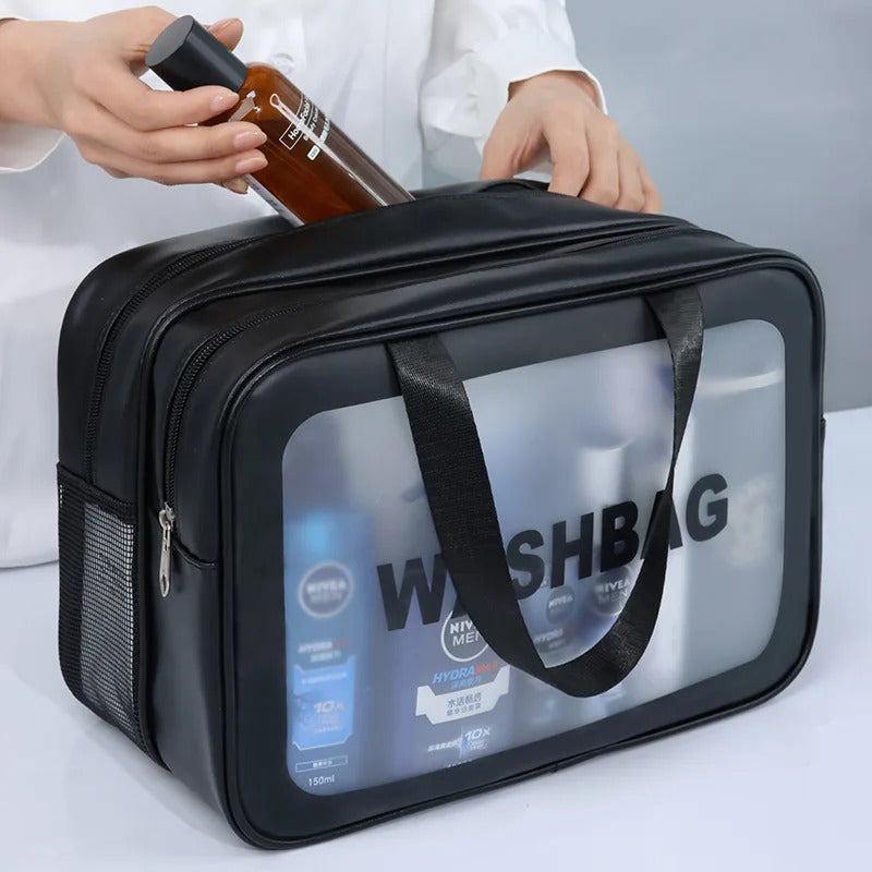 包包Dry-wet separation double transparent PU makeup bag portable washing bag cosmetic storage bag travel fitness swimming essentials