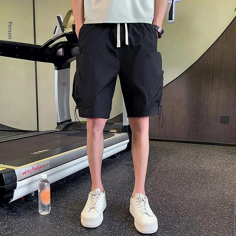 短裤男Summer Workwear Black Straight Leg Casual Shorts Men's Fashion Brand Handsome Five-Point Pants New 2024 Loose Fit Male Model