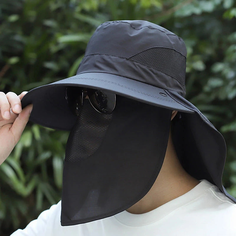 防晒帽男Summer Sun Hats UV Protection Outdoor Hunting Fishing Cap for Men Hiking Camping Visor Bucket Hat Removable Fisherman Hat