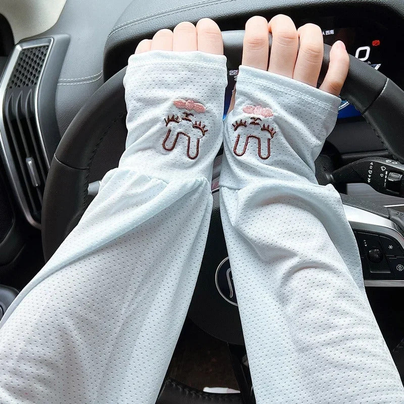 防晒冰袖女Summer Thin Breathable Ice Sleeve Sun-protective Sleeve Outdoor Cycling Driving Loose Sunscreen Sleeve Cover Arm Sleeves Women