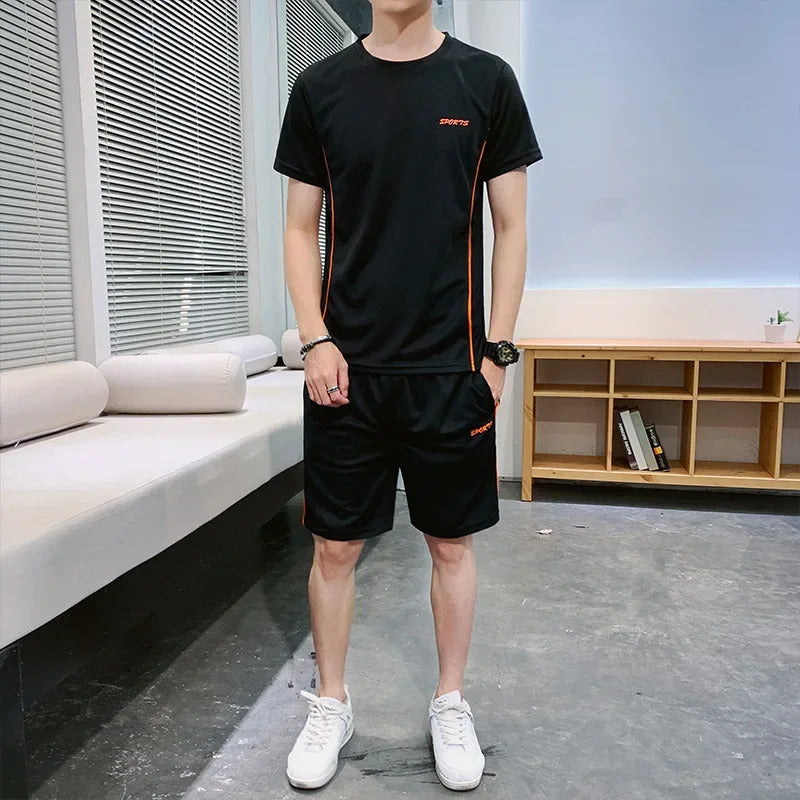 男士套装Casual Southeast Asian Summer Men's Sports Suit Trendy Brand Matching T-shirt Short Sleeves Shorts 2-piece Set Basketball Unifor