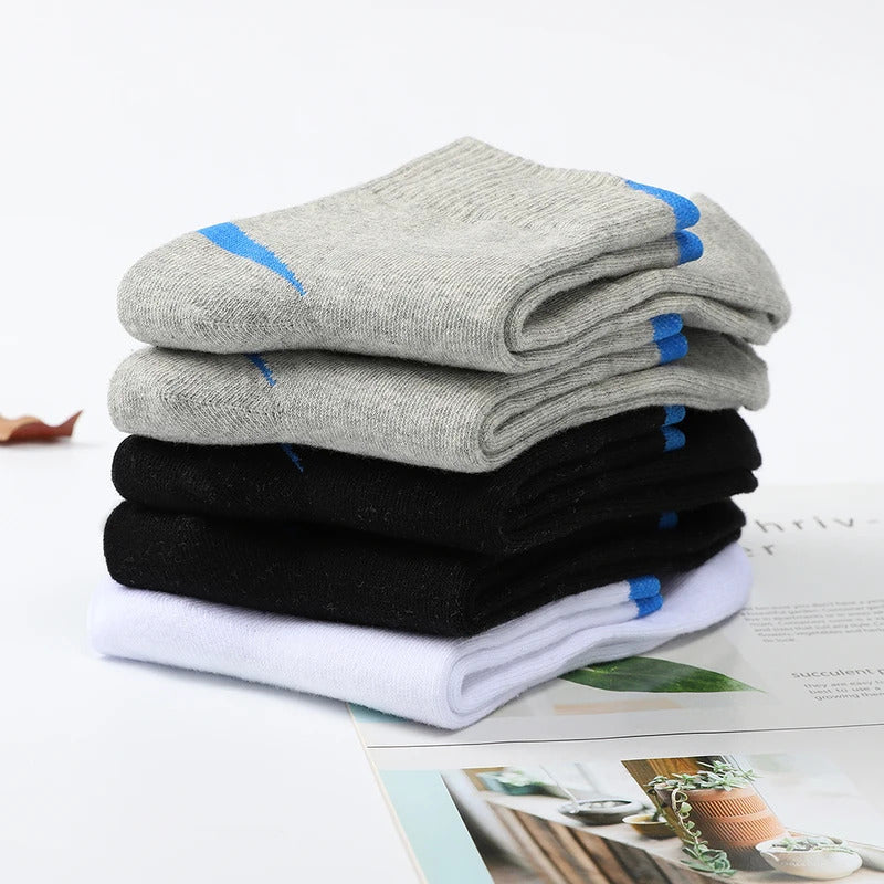 5 Pairs/Lot Men's Casual Sports Socks Fashion Hot Sale Pure Cotton Men's Socks White Black Breathable Large Size Stockings 38-45男士袜子